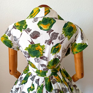 1950s - FONTANOR, Belgium - Fabulous Roseprint Dress - W30 (76cm)