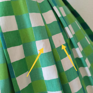 1950s 1960s - Adorable Green Checked Cotton Dress - W27 (68.5cm)