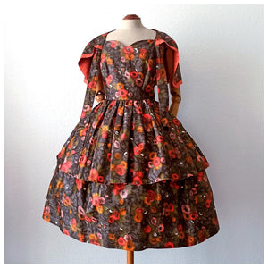 1950s - Outstanding Silky Cotton Couture Dress - W29 (74cm)