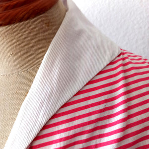 1940s - Iconic Candy Pink Stripes Cotton Dress - W30 (76cm)