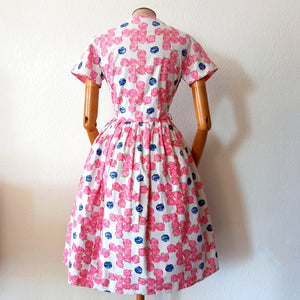 1950s - Adorable Roseprint Cotton Dress - W26 (66cm)