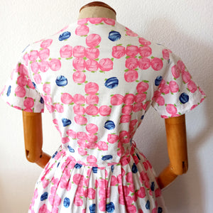 1950s - Adorable Roseprint Cotton Dress - W26 (66cm)