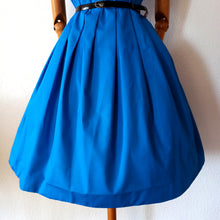 Load image into Gallery viewer, 1950s - ODILENE, Paris- Stunning Blue Cotton Dress - W32 (81cm)
