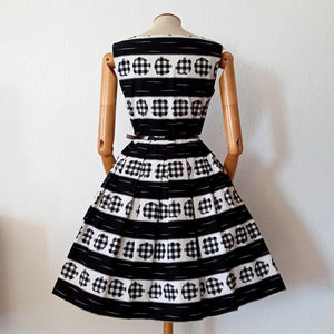 1950s - BERLINER ERZEUGNIS, Berlin - Stunning Black & White Dress - W30 (76cm)