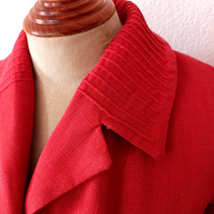 1940s 1950s - LE REUSSI, Paris - New Look Coral Red Linen Jacket  - W28 (72cm)