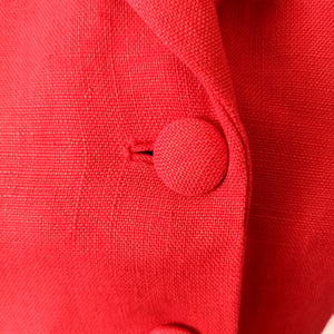 1940s 1950s - LE REUSSI, Paris - New Look Coral Red Linen Jacket  - W28 (72cm)