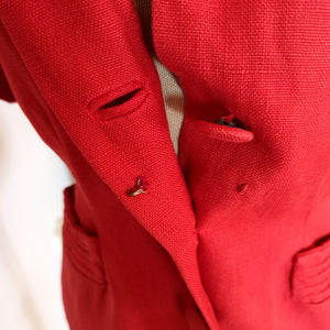 1940s 1950s - LE REUSSI, Paris - New Look Coral Red Linen Jacket  - W28 (72cm)