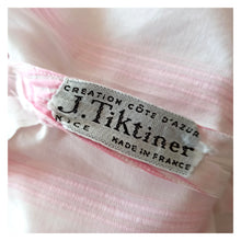 Charger l&#39;image dans la galerie, 1950s - J. TIKTINER, France - Adorable Pink Stripes Summer Dress - W24 (62cm)
