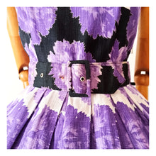 Load image into Gallery viewer, 1950s - Stunning German Purple Clovers Dress - W26 (66cm)
