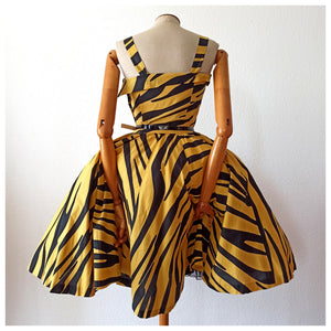 1980s Does 1950s - GEORGES RECH, Paris - Animal Print Dress - W27 (68.5cm)