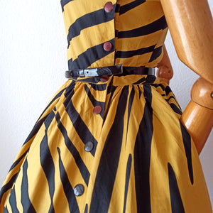 1980s Does 1950s - GEORGES RECH, Paris - Animal Print Dress - W27 (68.5cm)