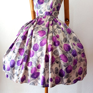 1950s - Stunning Satin Silk Floral Dress - W27 (68.5cm)