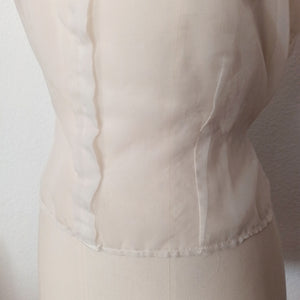 1950s - Gorgeous French Embroidery Nylon Blouse - W35 (88cm)