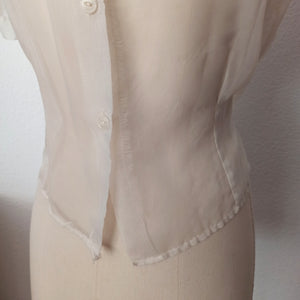 1950s - Gorgeous French Embroidery Nylon Blouse - W35 (88cm)