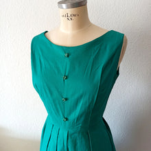 Charger l&#39;image dans la galerie, 1950s 1960s - Elegant Green Bolero Dress - W26 (66cm)
