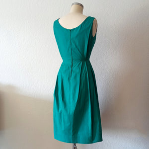 1950s 1960s - Elegant Green Bolero Dress - W26 (66cm)