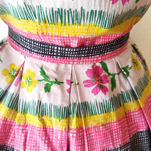 1950s - HR LE TREFORTS, France - Adorable Cotton Dress - W28 (71cm)