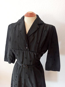 1940s - Stunning Black Taffeta Dress - W28.5 (72cm)