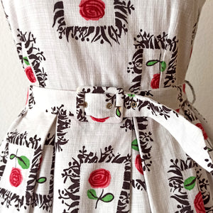 1950s - ANIK, France - Adorable Petite Roseprint Dress - W26 (66cm)