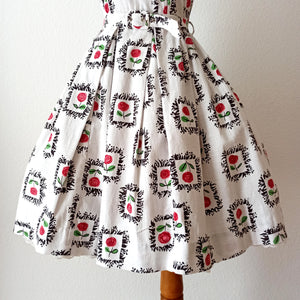 1950s - ANIK, France - Adorable Petite Roseprint Dress - W26 (66cm)