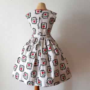 1950s - ANIK, France - Adorable Petite Roseprint Dress - W26 (66cm)