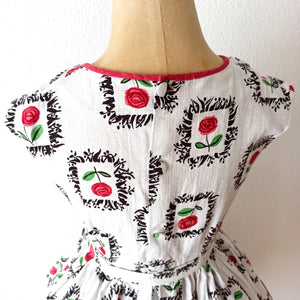 1950s - ANIK, France - Adorable Petite Roseprint Dress - W26 (66cm)