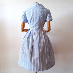 1950s - Adorable Baby Blue Vichy Cotton Dress - W31 (80cm)