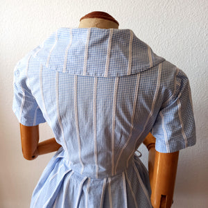 1950s - Adorable Baby Blue Vichy Cotton Dress - W31 (80cm)