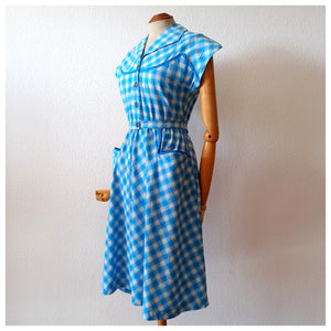 1940s 1950s - Gorgeous Checked Cotton Dress - W24 to 33 (61 to 84cm)