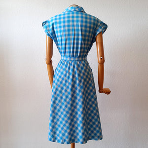 1940s 1950s - Gorgeous Checked Cotton Dress - W24 to 33 (61 to 84cm)