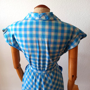 1940s 1950s - Gorgeous Checked Cotton Dress - W24 to 33 (61 to 84cm)