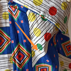 1950s - Fabulous Colorful Pocket Cotton Dress - W25 (64cm)