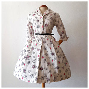 1950s - IMPERNAT, France - Adorable Romantic Cotton Dress - W31 (78.5cm)