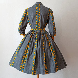 1950s - COUTURE MILOU, Belgium - Outstanding Roseprint Dress - W27/28 (68.5/72cm)