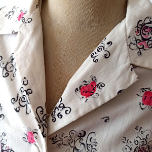 1950s - IMPERNAT, France - Adorable Romantic Cotton Dress - W31 (78.5cm)