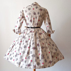 1950s - IMPERNAT, France - Adorable Romantic Cotton Dress - W31 (78.5cm)