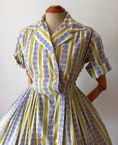 1950s - GEBR GERZON, Netherlands - Gorgeous Cotton Dress - W27 (68cm)