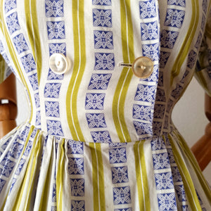 1950s - GEBR GERZON, Netherlands - Gorgeous Cotton Dress - W27 (68cm)