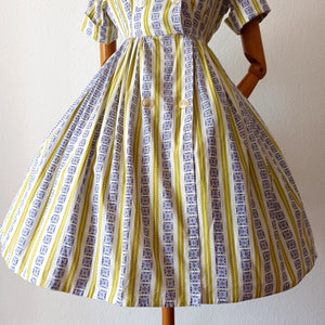 1950s - GEBR GERZON, Netherlands - Gorgeous Cotton Dress - W27 (68cm)