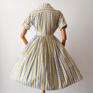 1950s - GEBR GERZON, Netherlands - Gorgeous Cotton Dress - W27 (68cm)