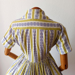 1950s - GEBR GERZON, Netherlands - Gorgeous Cotton Dress - W27 (68cm)