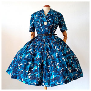 1950s - Stunning Abstract Blend Cotton Dress - W26 (66cm)