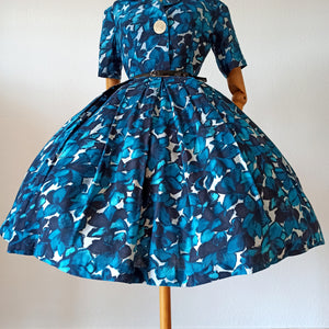 1950s - Stunning Abstract Blend Cotton Dress - W26 (66cm)