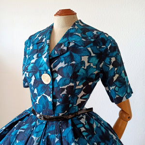 1950s - Stunning Abstract Blend Cotton Dress - W26 (66cm)