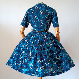 1950s - Stunning Abstract Blend Cotton Dress - W26 (66cm)