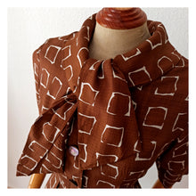 Load image into Gallery viewer, 1950s - Gorgeous Brown Abstract Rayon Dress - W25/26 (64/66cm)
