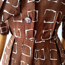 Load image into Gallery viewer, 1950s - Gorgeous Brown Abstract Rayon Dress - W25/26 (64/66cm)
