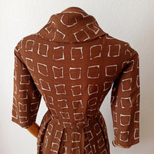 Load image into Gallery viewer, 1950s - Gorgeous Brown Abstract Rayon Dress - W25/26 (64/66cm)
