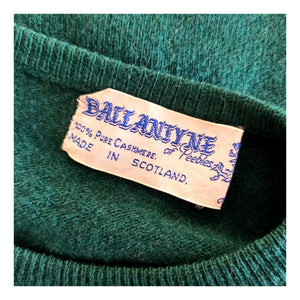 1950s - BALLANTYNE, Scotland - Green Forest Pure Cashmere Jumper