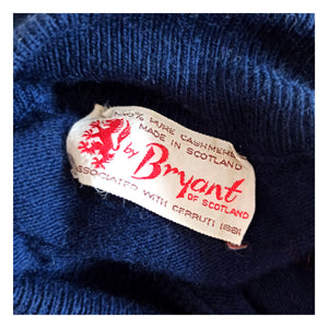 1950s - BRYANT, Scotland - Fabulous Blue Pure Cashmere Sweater